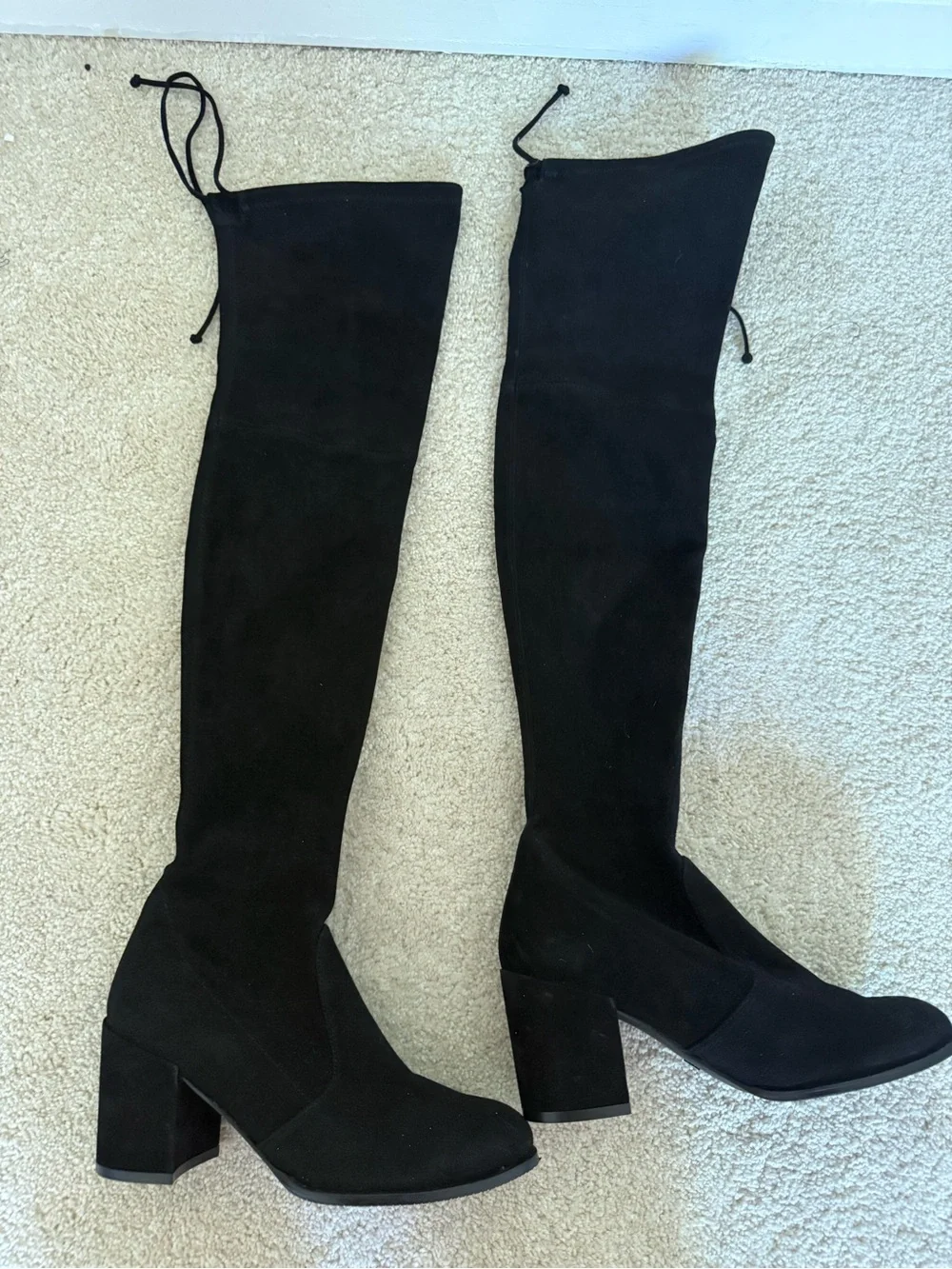 ✅ Stuart Weitzman Over The Knee Boots Tieland in Black Suede